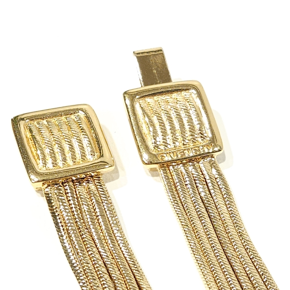 Givenchy Vintage Necklace Multi Chain Logo Belt Buckle Accent Gold Tone 35" Long - Picture 7 of 16